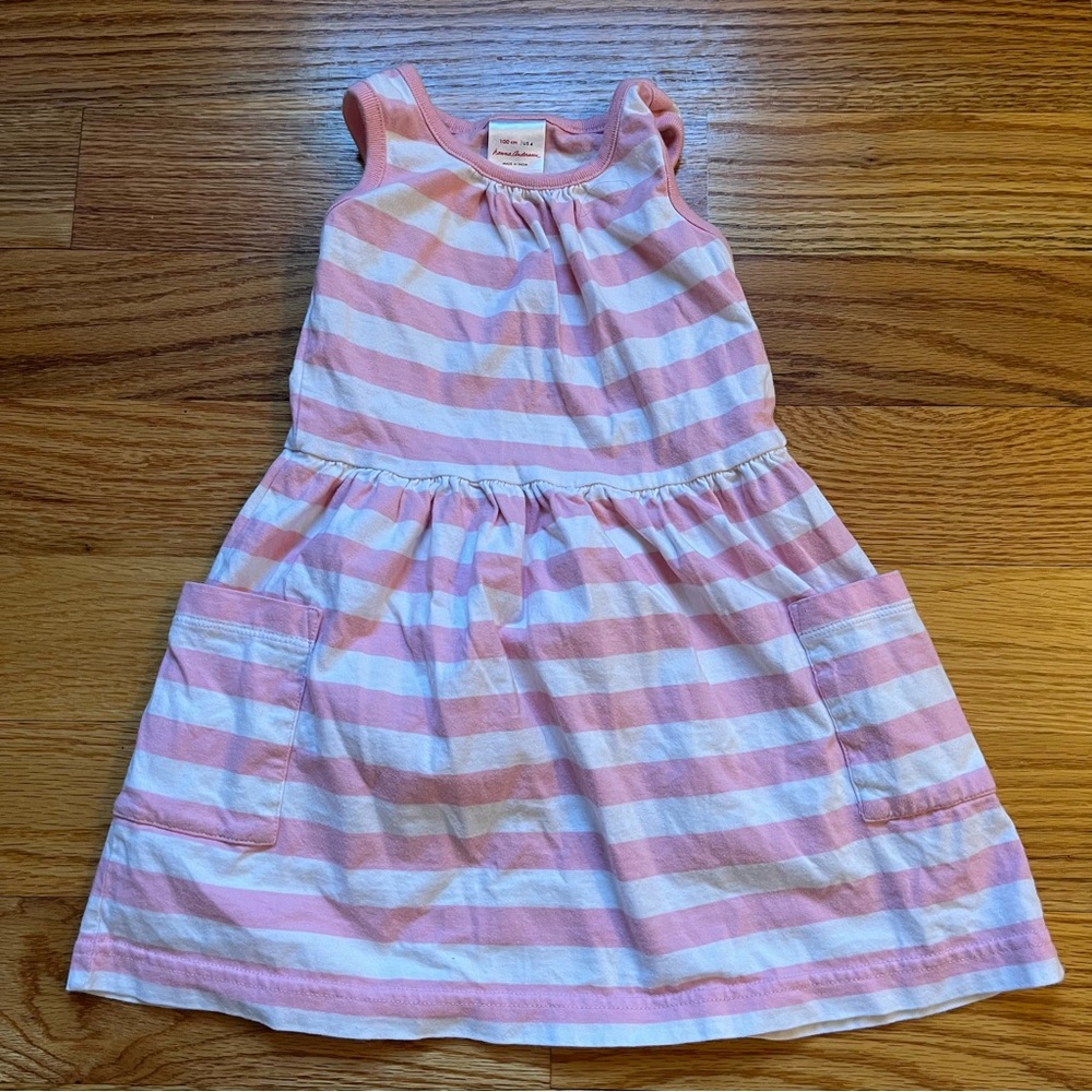 Hanna Andersson Pink and White Striped Dress size 4